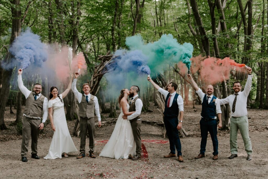 smoke bomb wedding, tipi wedding, on the day coordination, wedding coordination